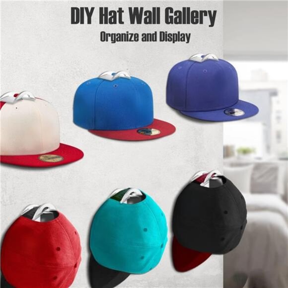 Baseball Hat Holder for Wall, Adhesive Hat Racks for Baseball Caps - Picture 3 of 7